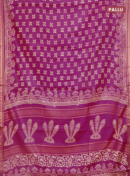 Semi bhagalpuri saree pink with allover prints and zari woven border