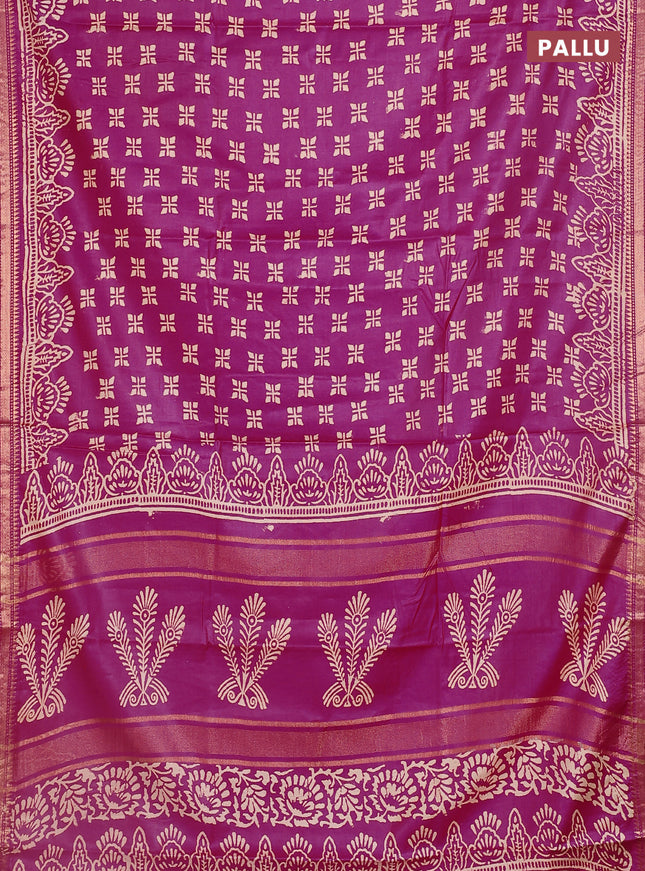 Semi bhagalpuri saree pink with allover prints and zari woven border