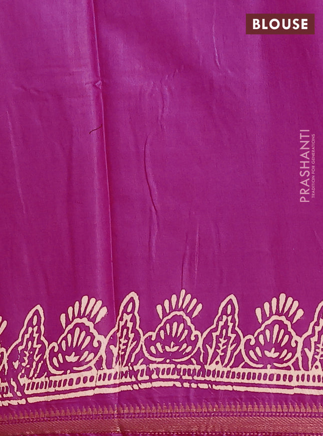 Semi bhagalpuri saree pink with allover prints and zari woven border