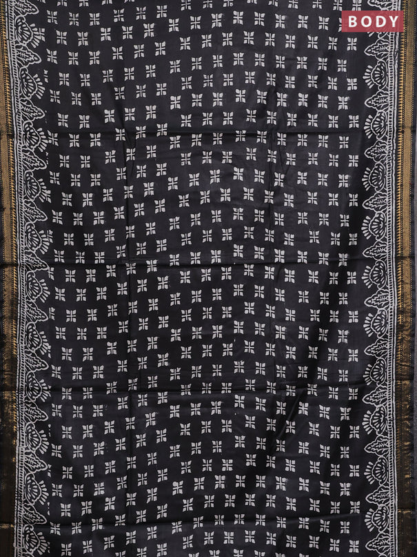 Semi bhagalpuri saree black with allover prints and zari woven border