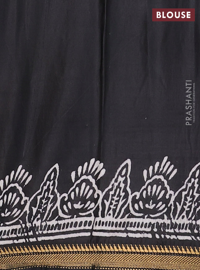Semi bhagalpuri saree black with allover prints and zari woven border
