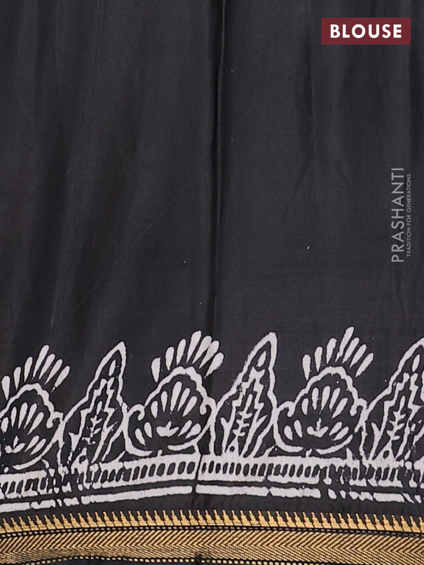 Semi bhagalpuri saree black with allover prints and zari woven border