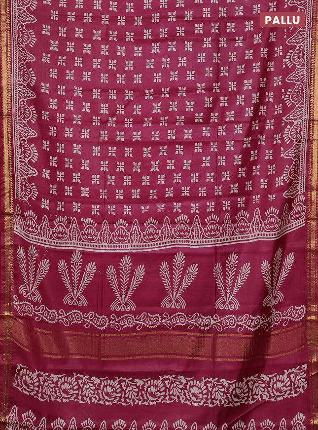Semi bhagalpuri saree maroon with allover prints and zari woven border