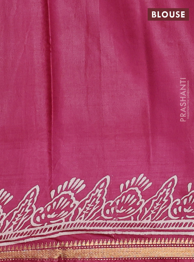 Semi bhagalpuri saree maroon with allover prints and zari woven border