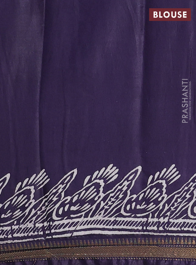 Semi bhagalpuri saree deep jamun with allover prints and zari woven border