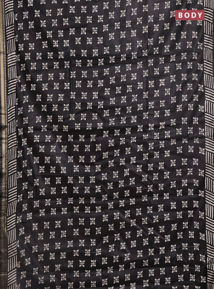 Semi bhagalpuri saree black with allover prints and zari woven border