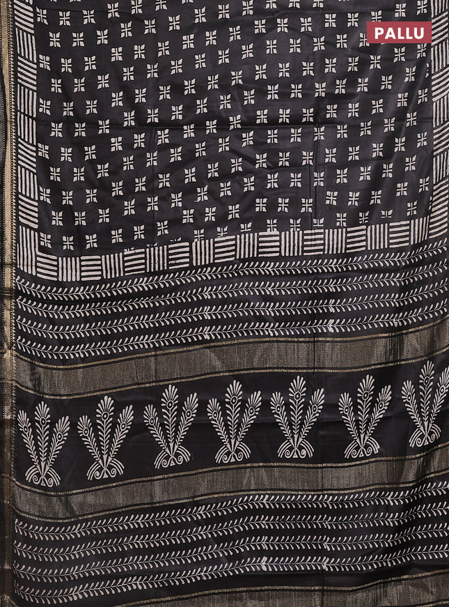 Semi bhagalpuri saree black with allover prints and zari woven border