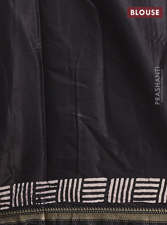 Semi bhagalpuri saree black with allover prints and zari woven border