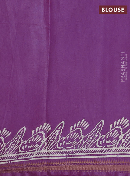Semi bhagalpuri saree lavender with allover prints and zari woven border