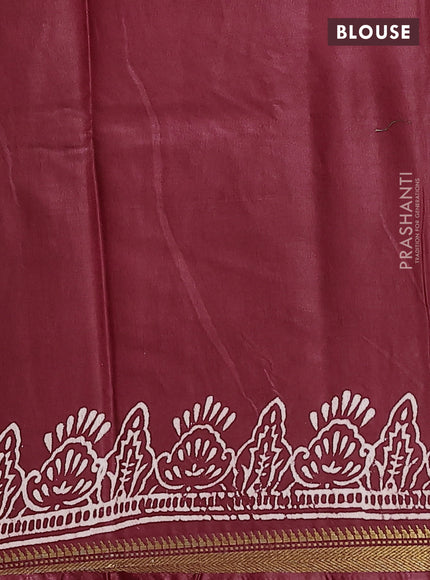 Semi bhagalpuri saree maroon with allover prints and zari woven border