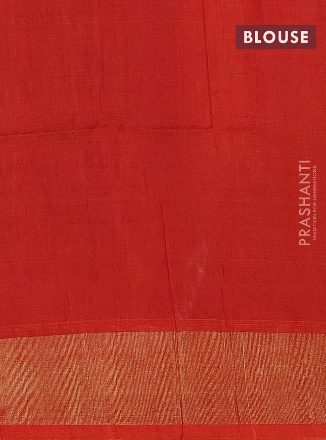Ikat silk cotton saree blue and orange with alover ikat weaves and zari woven border