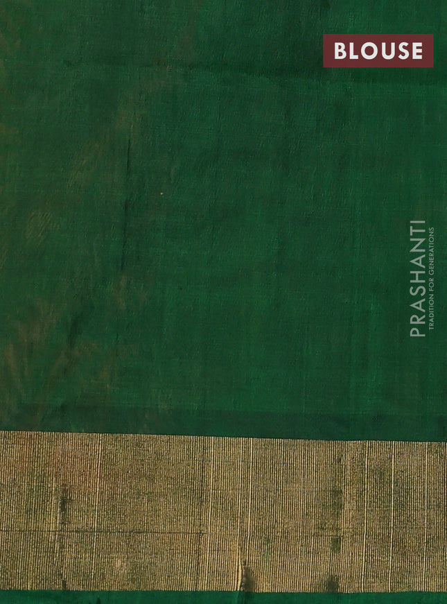 Ikat silk cotton saree orange and green with alover ikat weaves and zari woven border