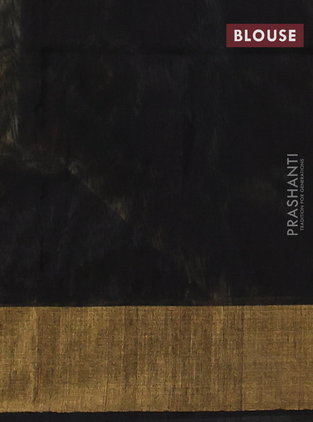 Ikat silk cotton saree cream elaichi green and deep coffee brown with alover ikat weaves and zari woven border