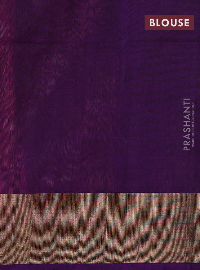 Ikat silk cotton saree pink and purple with alover ikat weaves and zari woven border