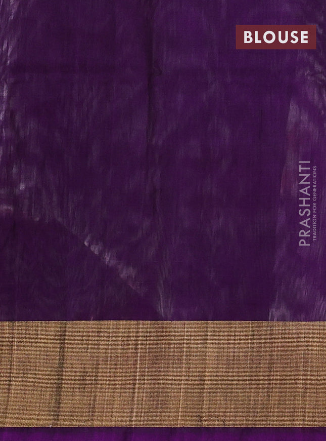 Ikat silk cotton saree off white grey and purple with alover ikat weaves and zari woven border