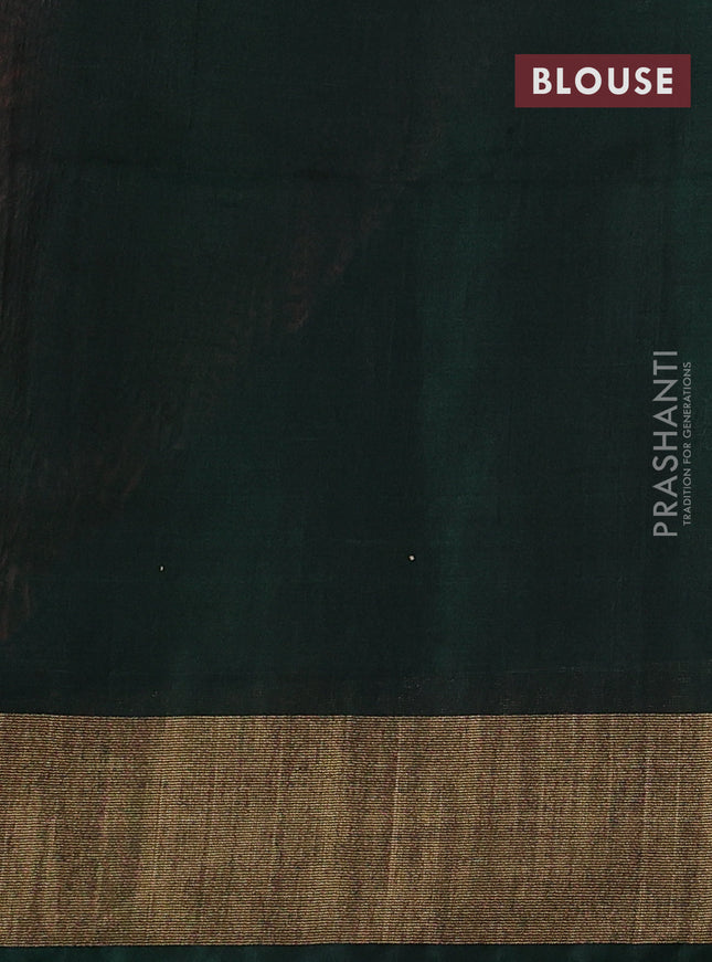 Ikat silk cotton saree peach red and bottle green with alover ikat weaves and zari woven border