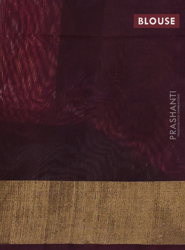 Ikat silk cotton saree pink and coffee brown with alover ikat weaves and zari woven border
