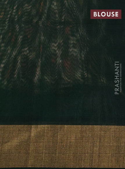 Ikat silk cotton saree cream elaichi green and green with alover ikat weaves and zari woven border
