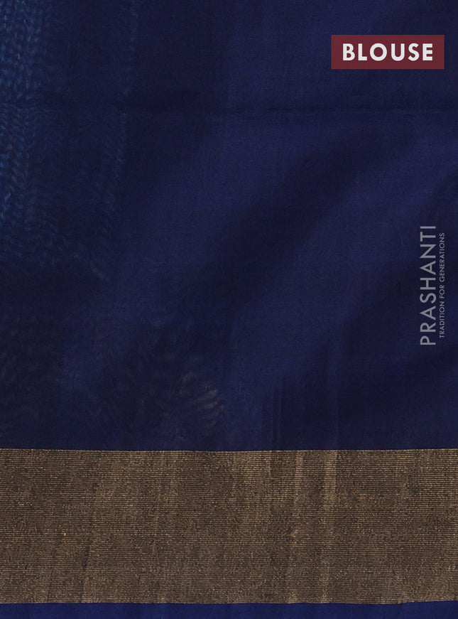 Ikat silk cotton saree peacock blue and teal blue with alover ikat weaves and zari woven border