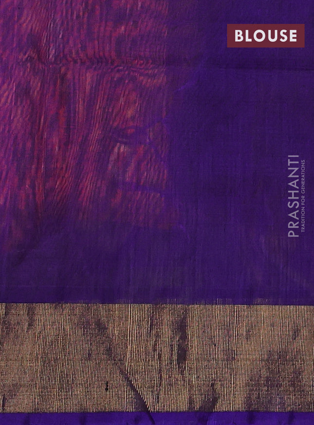 Ikat silk cotton saree orange and violet with alover ikat weaves and zari woven border