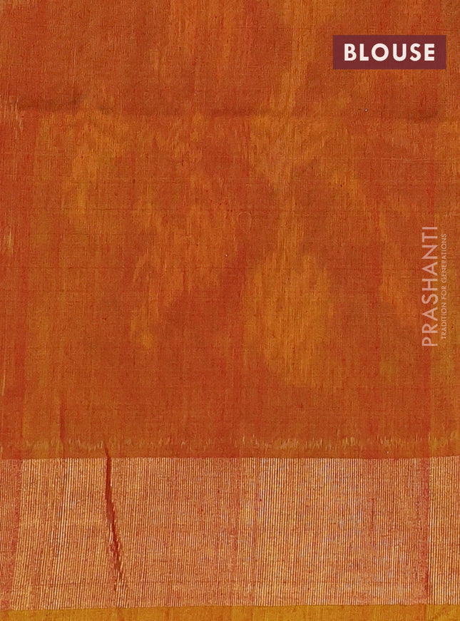 Ikat silk cotton saree deep jamun and dark mustard with alover ikat weaves and zari woven border