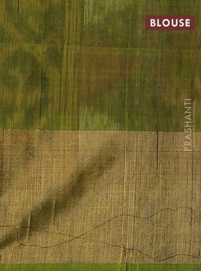 Ikat silk cotton saree pink and light green with alover ikat weaves and long zari woven ikat border