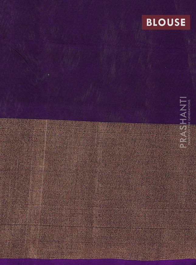 Ikat silk cotton saree light green and purple with alover ikat weaves and long zari woven ikat border