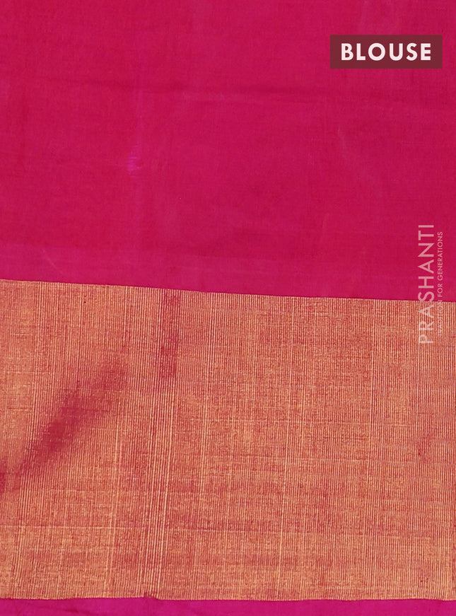 Ikat silk cotton saree blue and pink with alover ikat weaves and long zari woven ikat border