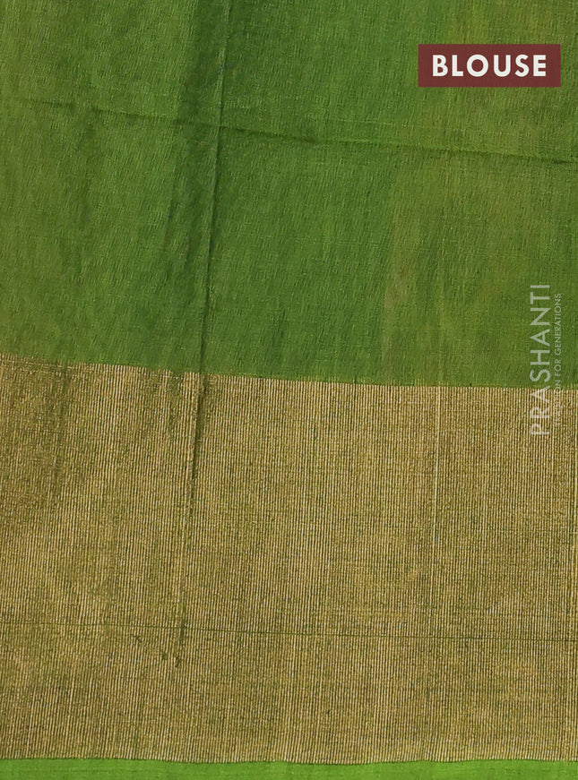 Ikat silk cotton saree dark mustard and green with alover ikat weaves and long zari woven ikat border