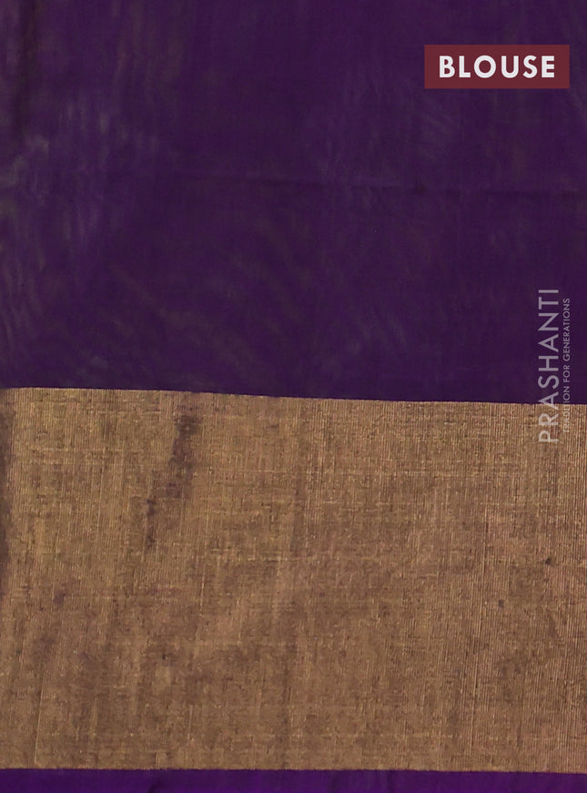 Ikat silk cotton saree parrot green and purple with alover ikat weaves and long zari woven ikat border