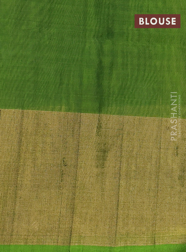 Ikat silk cotton saree navy blue and green with alover ikat weaves and long zari woven ikat border