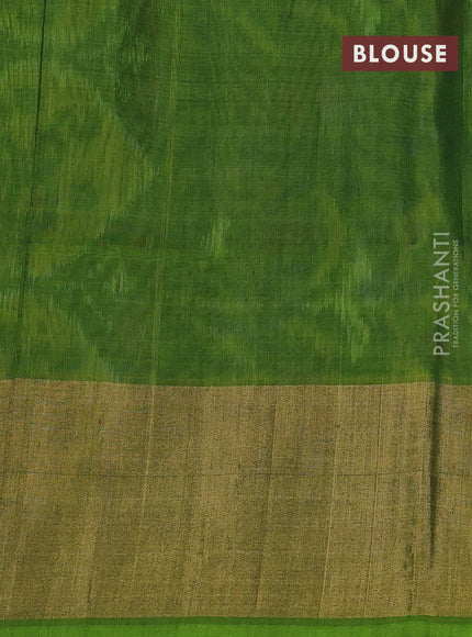 Ikat silk cotton saree peacock blue and light green with alover ikat weaves and long zari woven ikat border