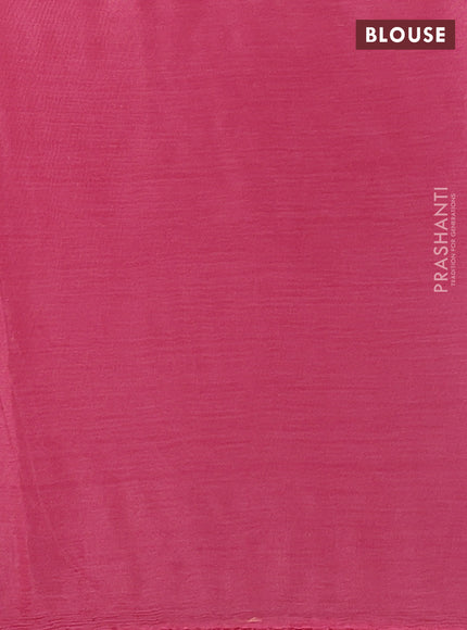 Chiffon silk saree pink with floral embroidery and lace work border
