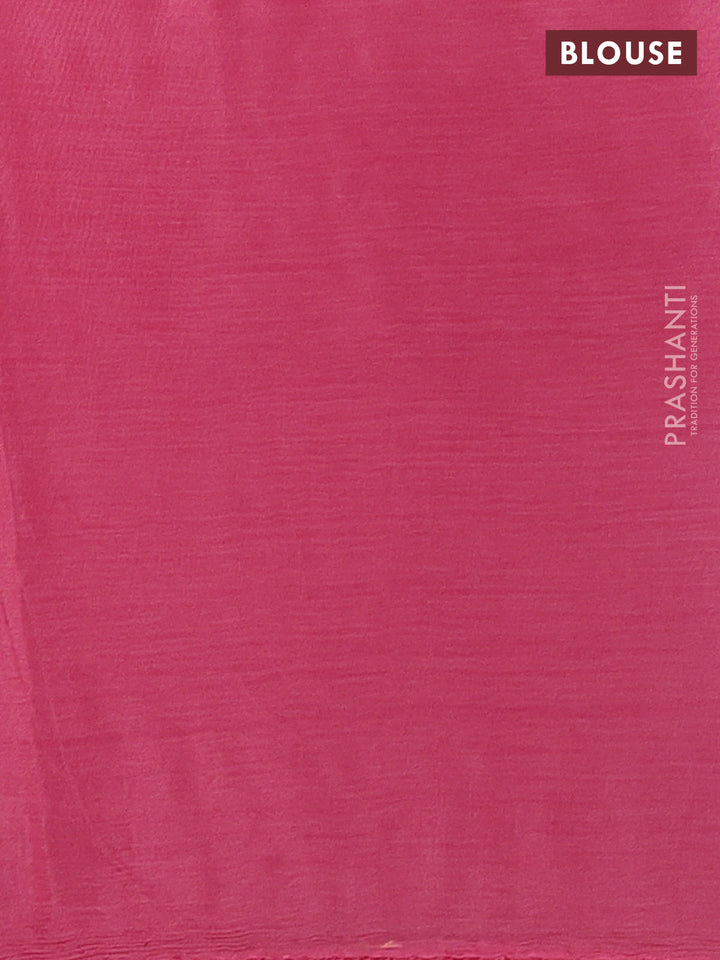 Chiffon silk saree pink with floral embroidery and lace work border