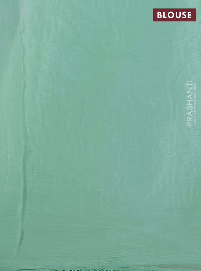 Chiffon silk saree pastel green with sequin work & floral embroidery and lace work border