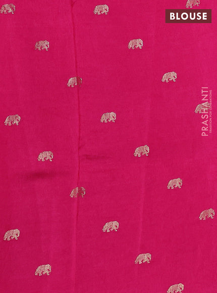 Semi crepe silk saree pink with allover convent embroidery and elephant zari woven border