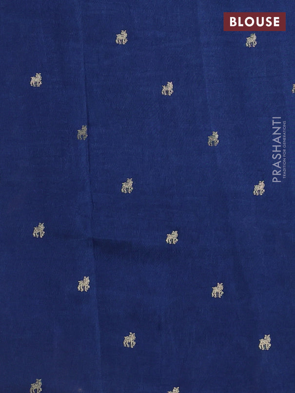 Semi crepe silk saree peacock blue with allover convent embroidery and temple zari woven border