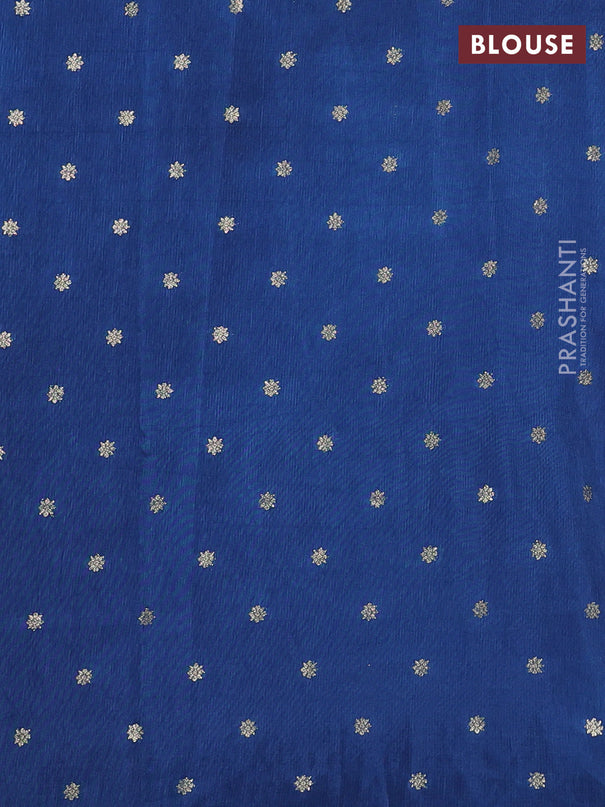 Semi crepe silk saree peacock blue with convent embroidery and paisley zari woven border