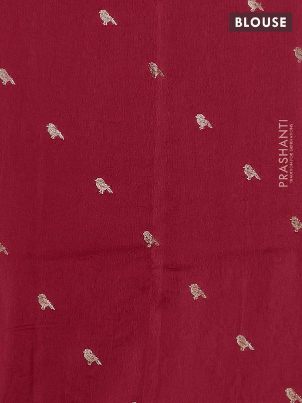 Semi crepe silk saree red with convent embroidery and paisley zari woven border