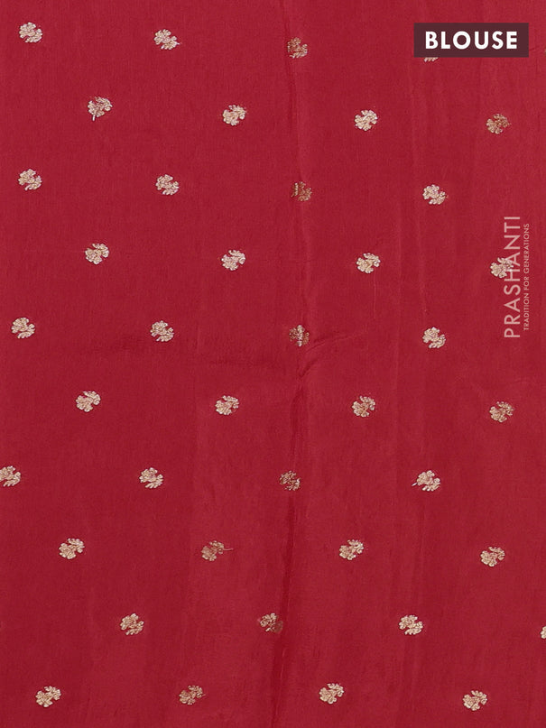 Semi crepe silk saree red with convent embroidery and paisley zari woven border