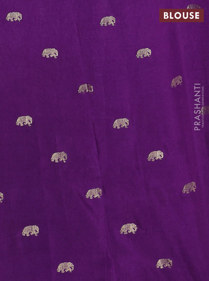 Semi crepe silk saree violet with allover embroidery and elephant zari woven border