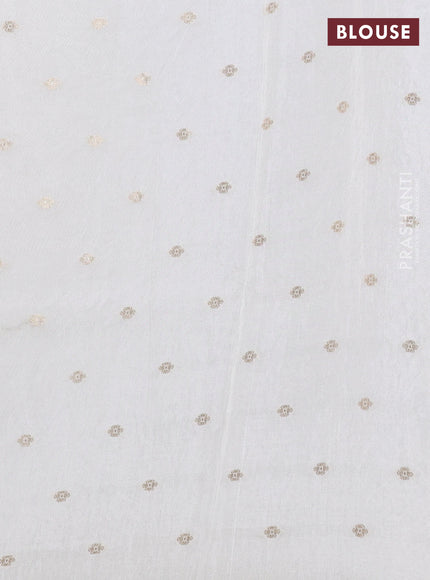 Semi crepe silk saree off white with allover convent embroidery and temple zari woven border