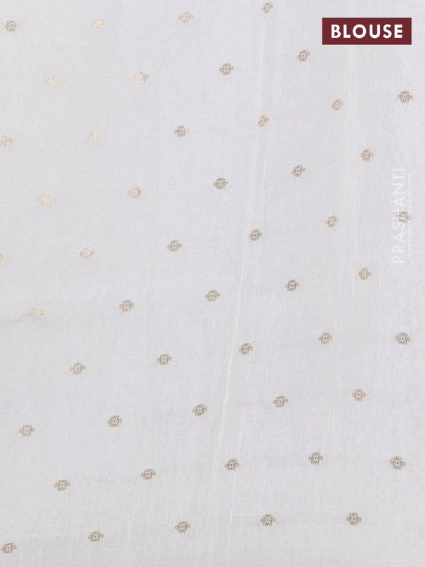 Semi crepe silk saree off white with allover convent embroidery and temple zari woven border