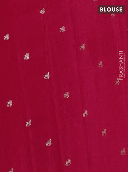 Semi crepe silk saree pink with allover convent embroidery and temple zari woven border