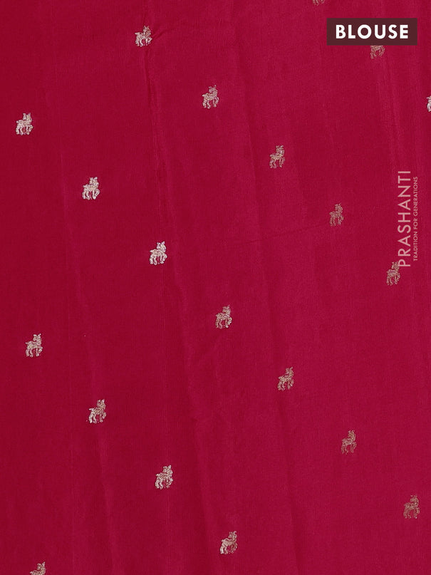 Semi crepe silk saree pink with allover convent embroidery and temple zari woven border