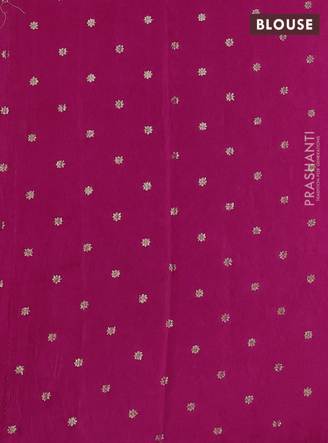 Semi crepe silk saree pink with allover convent embroidery and temple zari woven border