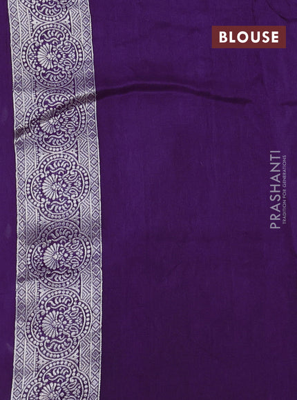 Banarasi raw silk saree violet with silver zari woven buttas and zari woven paithani style border