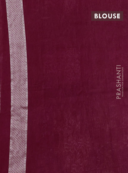 Banarasi raw silk saree maroon with silver zari woven buttas and zari woven paithani style border