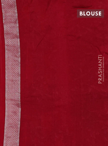 Banarasi raw silk saree red with silver zari woven buttas and zari woven paithani style border