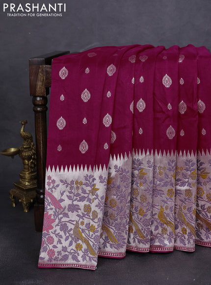 Banarasi raw silk saree pink with zari woven buttas and zari woven paithani style border